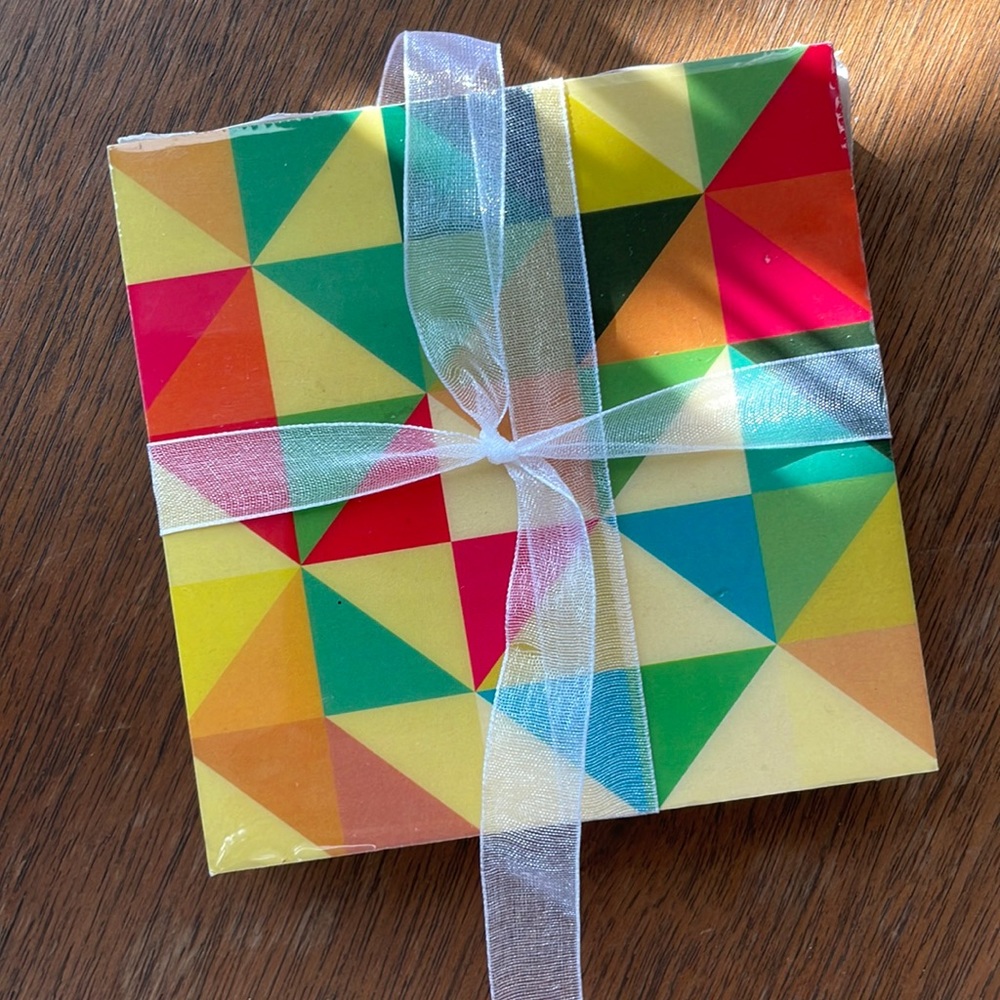 Geometric Colorful Wooden Coasters Set 4